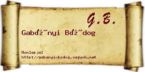 Gabányi Bódog névjegykártya